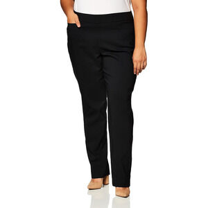 Liz And Me Black 98%Cotton Elastic Waistband Pockets Relaxed Pants 3XWP